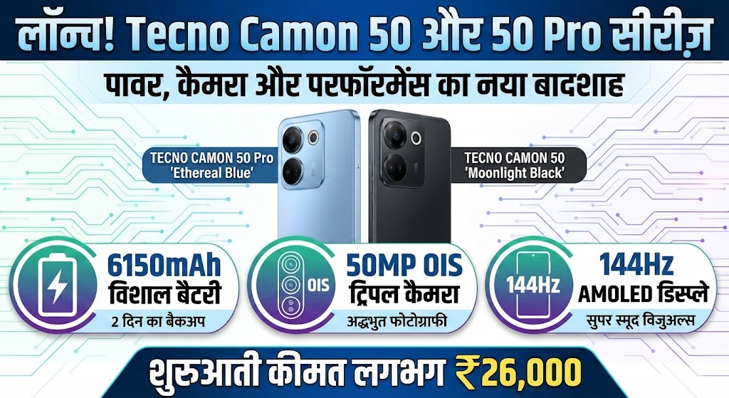 Tecno Camon 50 और 50 Pro लॉन्च: 6150mAh बैटरी, 50MP कैमरा और फीचर्स जो आपको दीवाना बना देंगे!