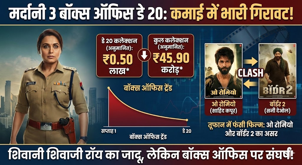 Mardaani 3 Box Office Collection Day 20: 'ओ रोमियो' के सामने पस्त हुई रानी मुखर्जी, कमाई में भयंकर गिरावट