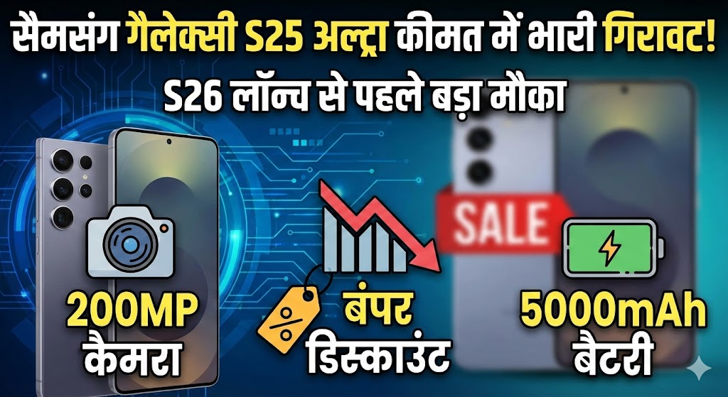 Samsung Galaxy S25 Ultra Price Drop: S26 के लॉन्च से पहले औंधे मुंह गिरी S25 Ultra की कीमत, यहाँ से खरीदें!
