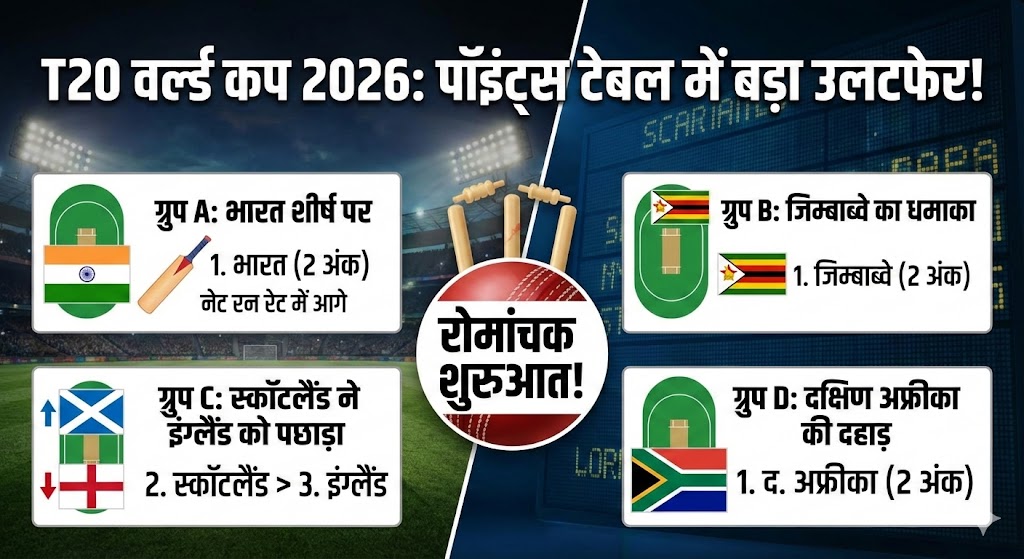 T20 World Cup 2026 Points Table: इंग्लैंड को पछाड़ा, भारत टॉप पर! देखिए पूरा गणित