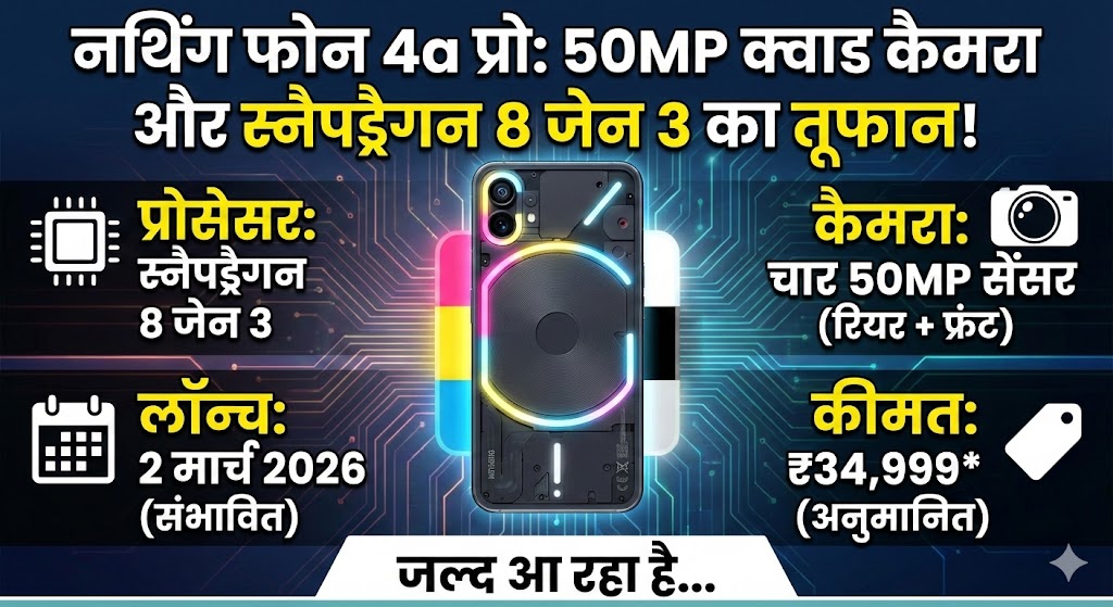 Nothing Phone 4a Pro Launch: 50MP कैमरा, SD 8 Gen 3 और 144Hz डिस्प्ले! कीमत जानकर चौंक जाएंगे आप
