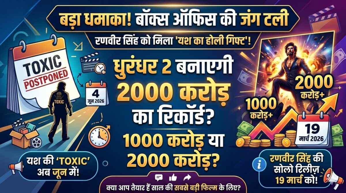 यश का धमाका! Toxic Postponed, Dhurandhar 2 को मिला होली गिफ्ट, क्या रणवीर सिंह बनाएंगे 2000 करोड़ का रिकॉर्ड?