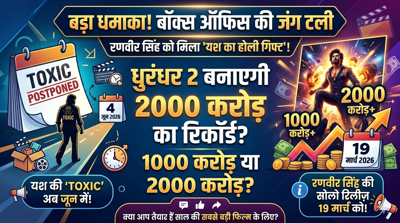 यश का धमाका! Toxic Postponed, Dhurandhar 2 को मिला होली गिफ्ट, क्या रणवीर सिंह बनाएंगे 2000 करोड़ का रिकॉर्ड?