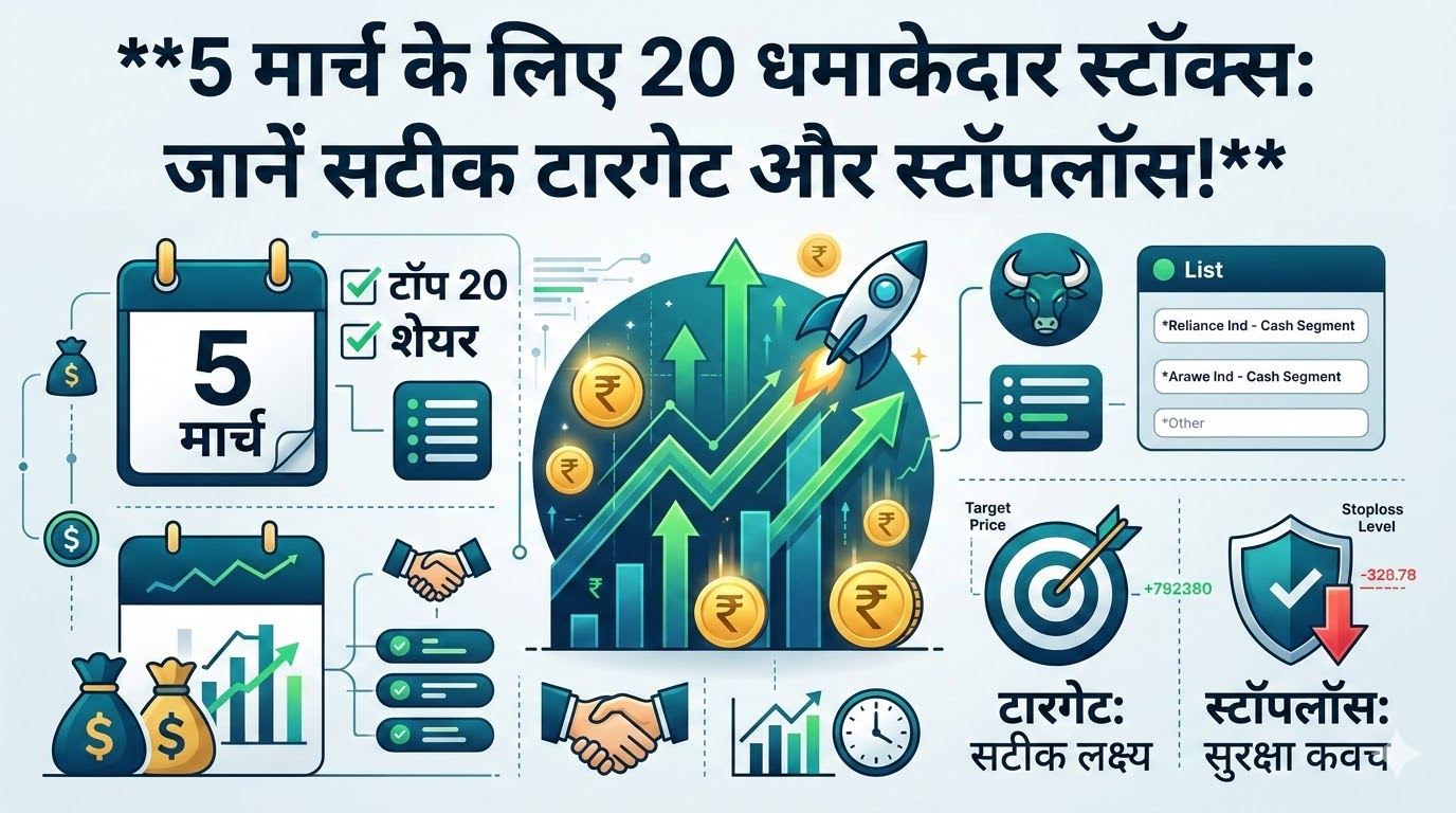 Traders Diary 5 March: आज के 20 धमाकेदार शेयर जो कराएंगे तगड़ी कमाई, नोट करें Target और Stoploss!