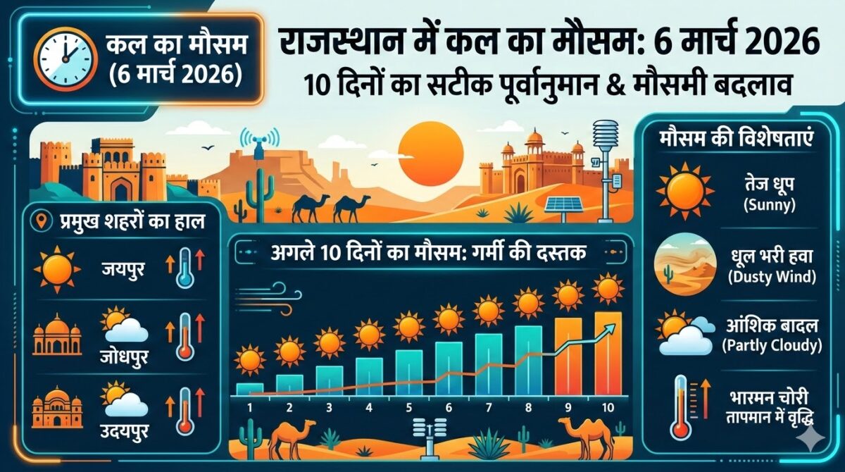 कल का मौसम राजस्थान 6 मार्च 2026: क्या फिर बदलेगी करवट? जानें 10 दिनों का सटीक वेदर अपडेट!