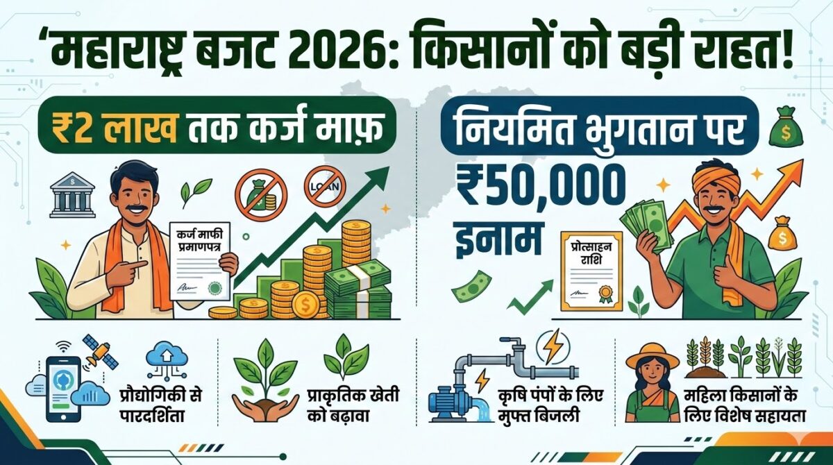 महाराष्ट्र किसान कर्जमाफी 2026: 2 लाख तक का कर्ज माफ और 50,000 बोनस, तुरंत देखें लिस्ट में अपना नाम!