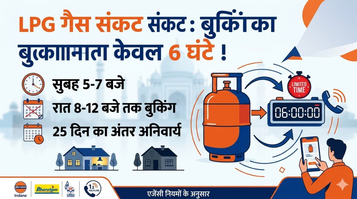 LPG Gas Crisis in Agra: गैस बुकिंग का बदला समय, अब केवल 6 घंटे का मौका, पढ़ें नई गाइडलाइंस