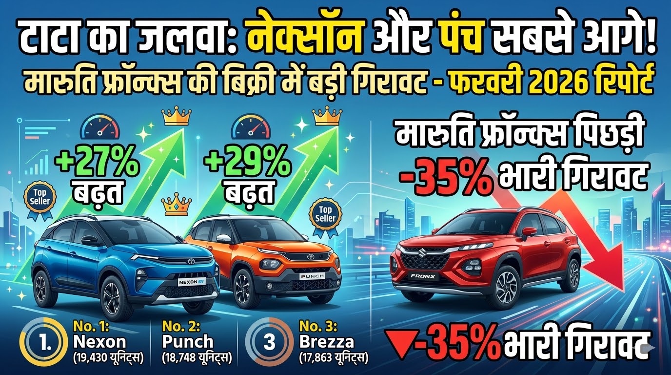 Tata Nexon vs Maruti Fronx Sales Feb 2026: टाटा ने मारुति को पछाड़ा, बिक्री में 35% की भारी गिरावट!