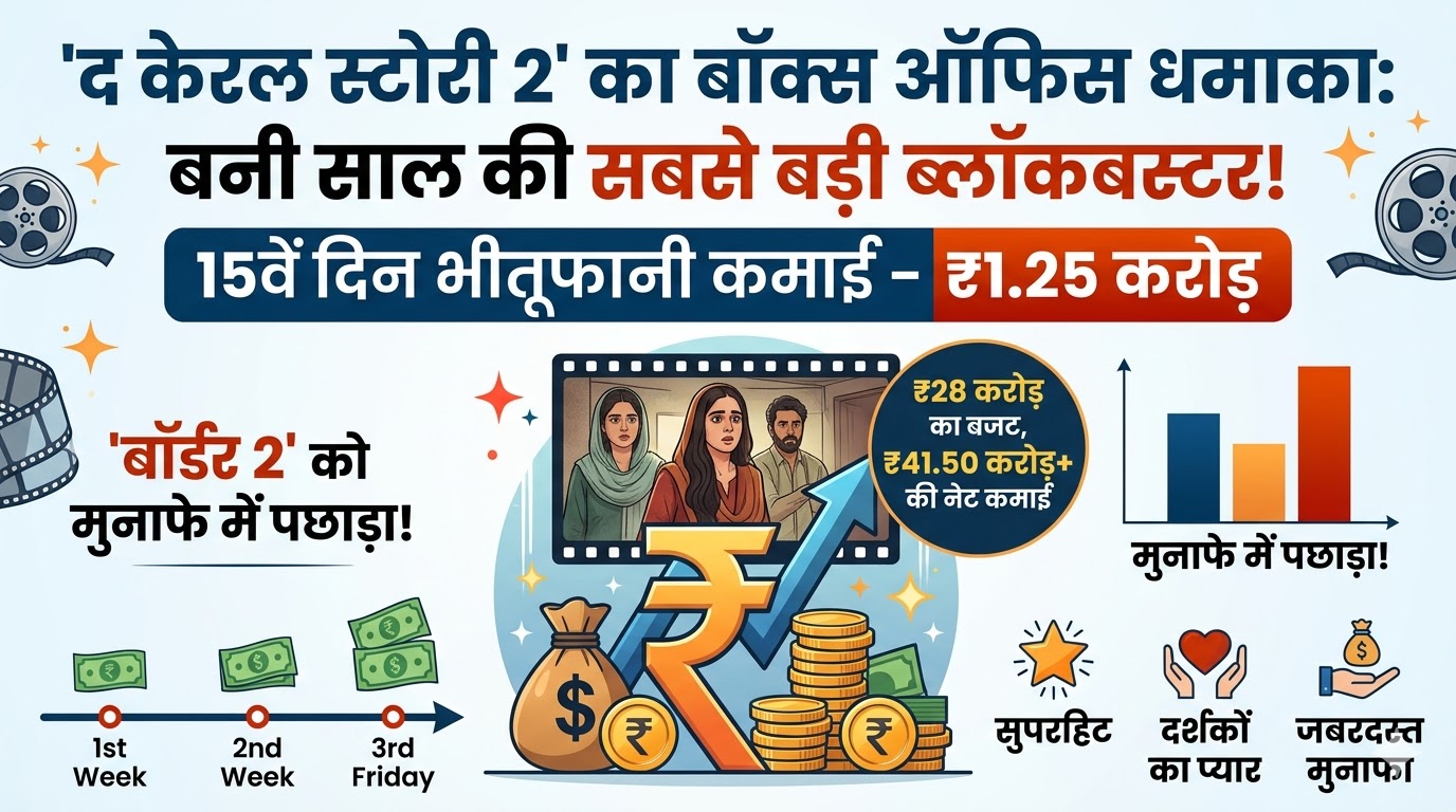 द केरल स्टोरी 2 बॉक्स ऑफिस कलेक्शन डे 15: साल की सबसे बड़ी ब्लॉकबस्टर बनी 'द केरल स्टोरी 2', बॉर्डर 2 को पछाड़कर बनाया मुनाफे का नया कीर्तिमान