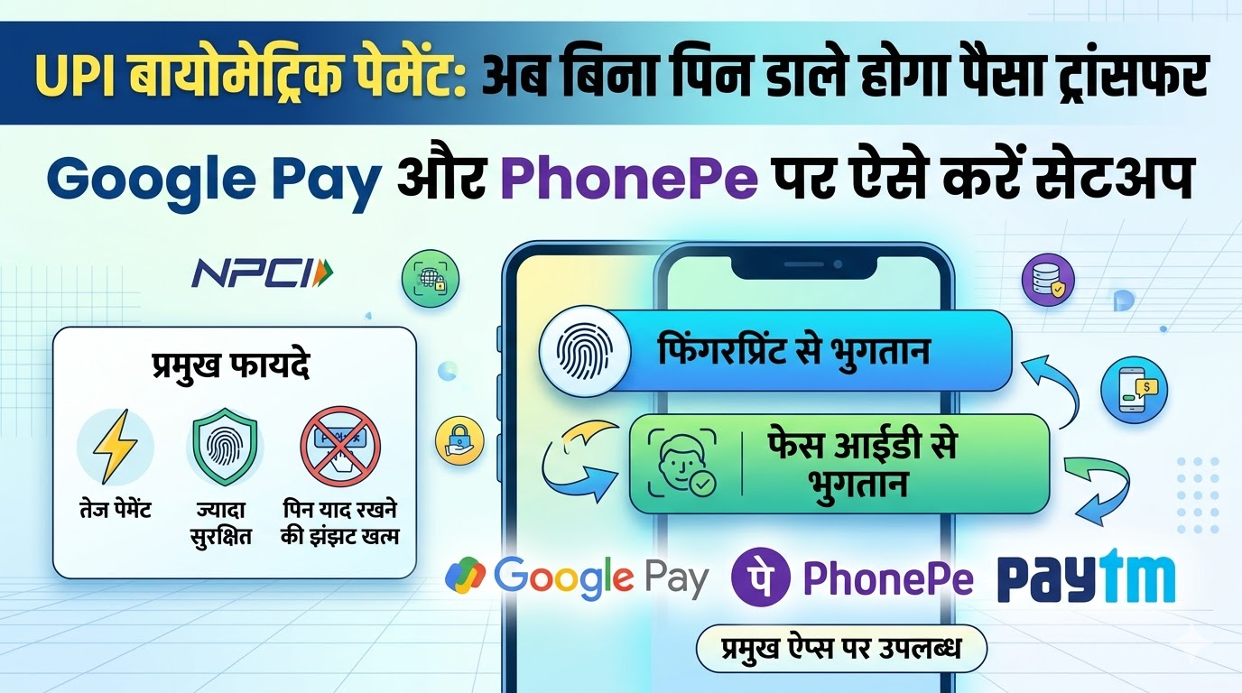 UPI Biometric Payment: अब बिना पिन डाले होगा पैसा ट्रांसफर, NPCI ने Google Pay और PhonePe यूजर्स को दिया बड़ा तोहफा