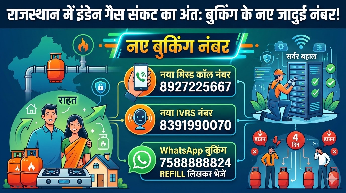 LPG Cylinder Crisis: राजस्थान में इंडेन गैस बुकिंग के लिए आए 2 नए नंबर, 4 दिन का सर्वर डाउन खत्म – जल्दी करें बुकिंग!