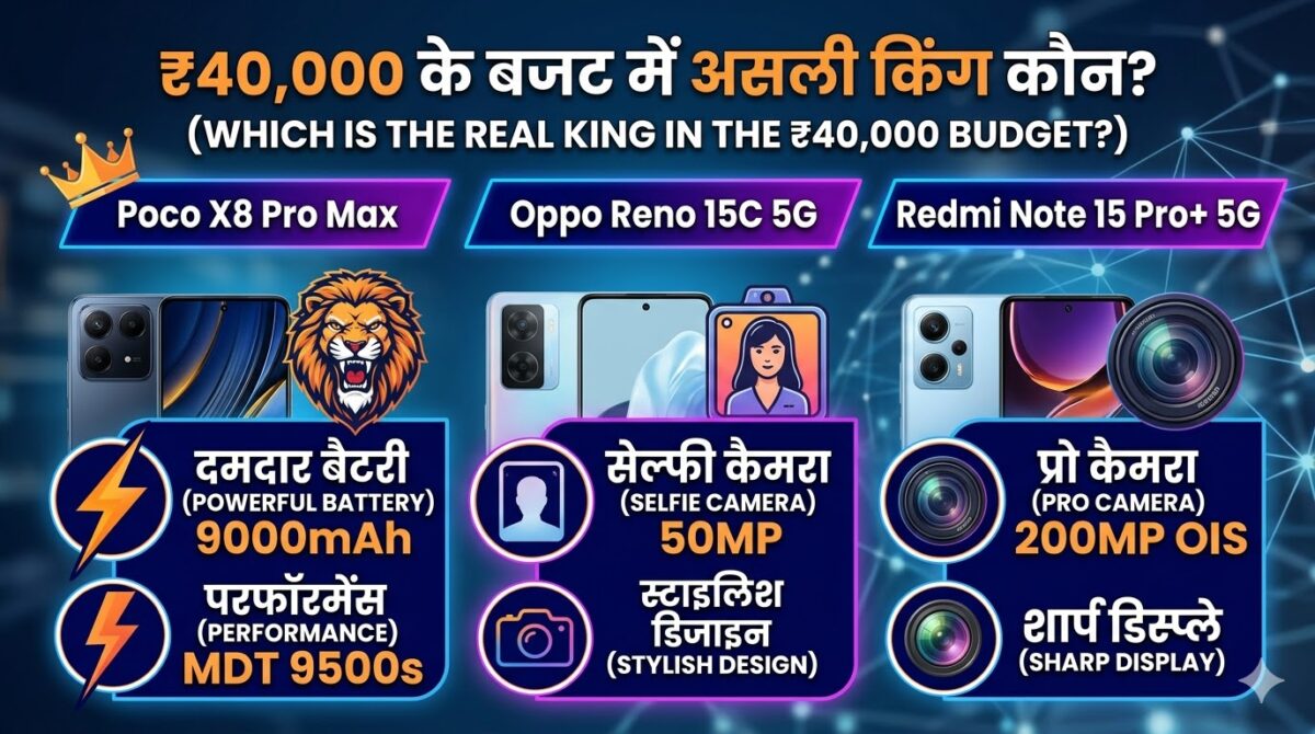 Poco X8 Pro Max vs Oppo Reno 15C 5G vs Redmi Note 15 Pro+ 5G