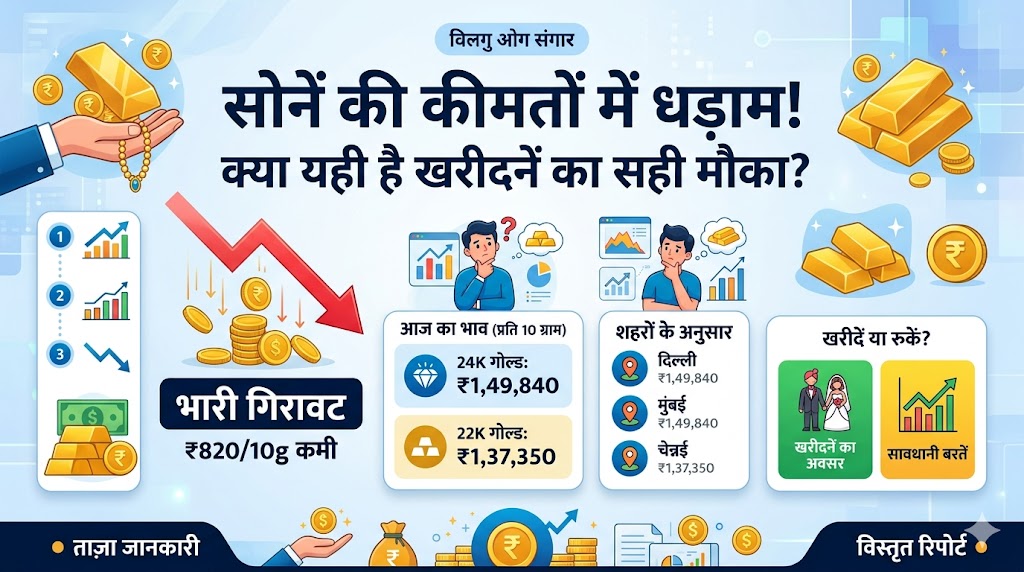 गोल्ड रेट धमाका! सोने की कीमतों में आई भारी गिरावट, जानें 8 अप्रैल 2026 को आपके शहर में 24K और 22K सोने का ताजा भाव