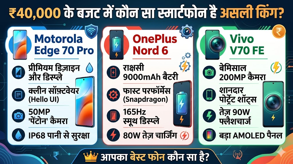 OnePlus Nord 6 vs Motorola Edge 70 Pro vs Vivo V70 FE