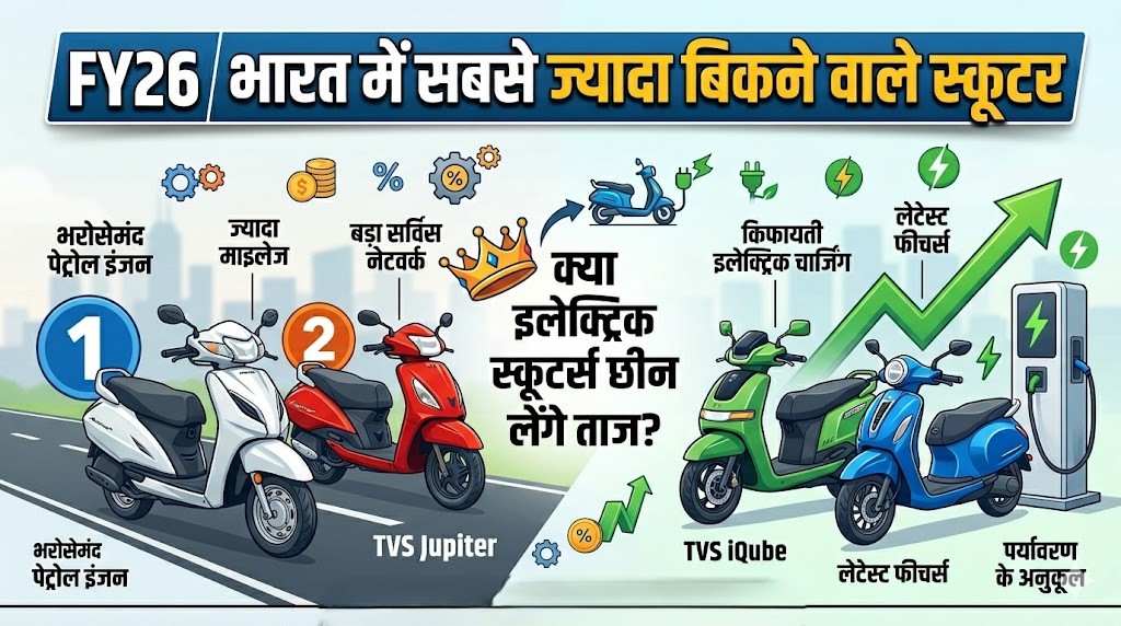 भारत में सबसे ज्यादा बिकने वाले स्कूटर FY26: होंडा एक्टिवा का एकछत्र राज, पर क्या इलेक्ट्रिक स्कूटर्स छीन लेंगे ताज?