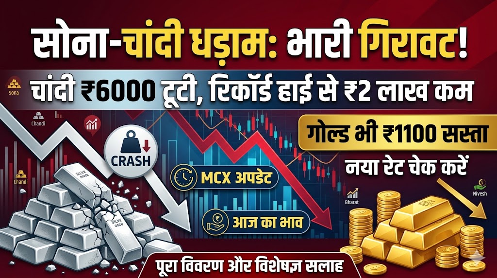 Silver Price Crash: चांदी की कीमतों में ₹6000 का महा-क्रैश, सोना भी हुआ सस्ता! जानें 10 ग्राम गोल्ड का नया रेट