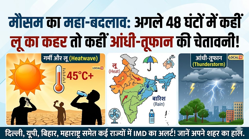Weather Update: अगले 48 घंटे भारी! कहीं लू का रेड अलर्ट तो कहीं आंधी-बारिश की चेतावनी, देखें IMD की लेटेस्ट रिपोर्ट