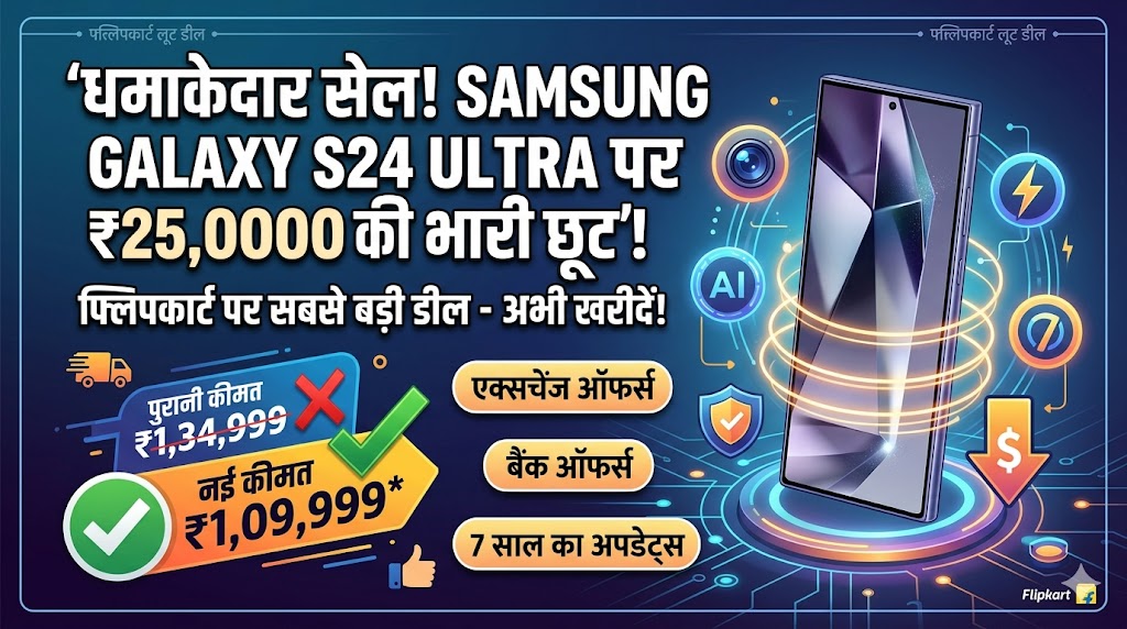 Samsung Galaxy S24 Ultra Price Drop: फ्लिपकार्ट पर ₹25,000 की भारी छूट, अब तक की सबसे बड़ी डील!