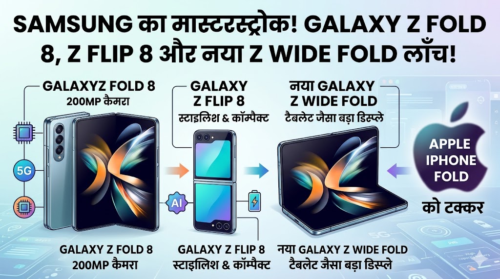Samsung का धमाका! Galaxy Z Fold 8 और Z Wide Fold करेंगे Apple का खेल खत्म? जानें फीचर्स और लॉन्च डेट
