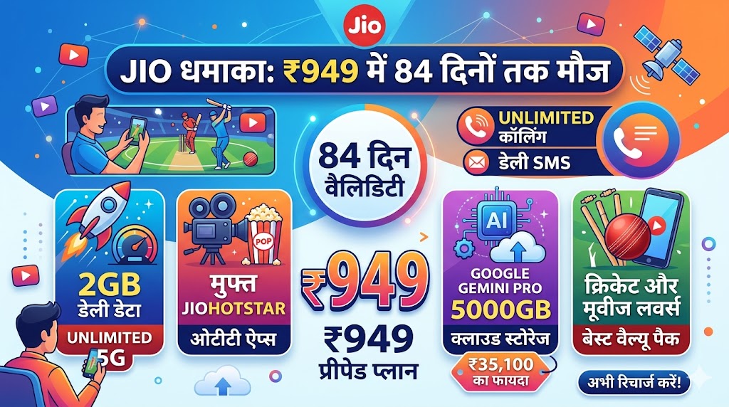 Jio Best 84 Days Recharge Plan: ₹949 में पाएं डेली 2GB डेटा, फ्री JioHotstar और Unlimited 5G!