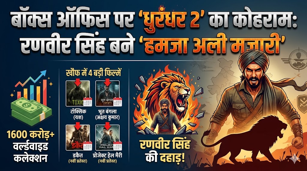 धुरंधर 2 का बॉक्स ऑफिस धमाका: रणवीर सिंह के हमजा अली मजारी अवतार से डरे मेकर्स, 4 बड़ी फिल्मों ने बदली रिलीज डेट!