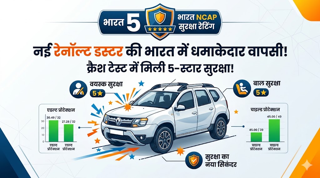 New Renault Duster BNCAP 5-Star Safety Rating: क्या अब टाटा और महिंद्रा का दबदबा खत्म होगा? जानिए पूरी डिटेल्स!
