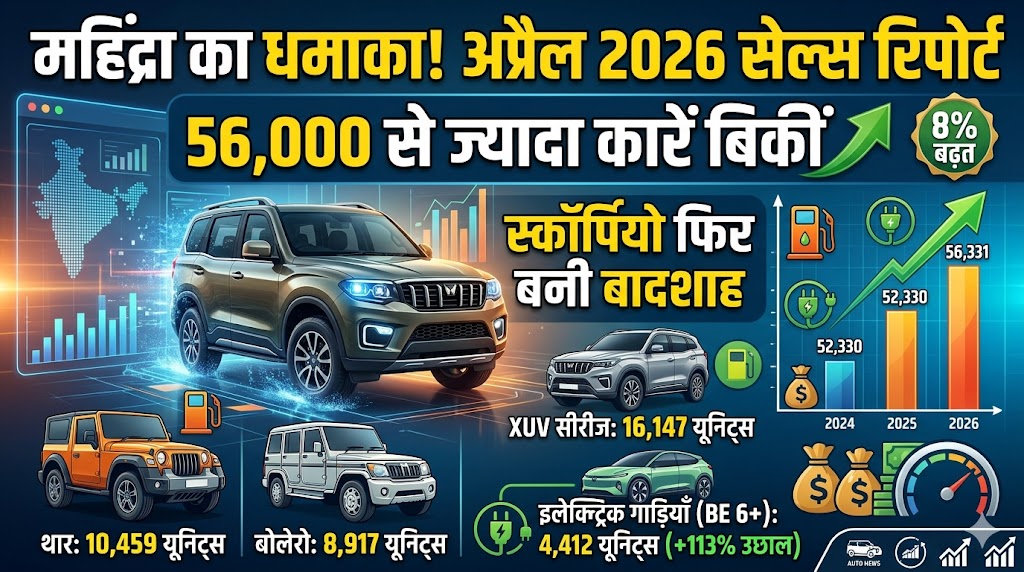 महिंद्रा की सुनामी! April 2026 Sales Report में Scorpio ने मचाया गदर, बिक्री देख दंग रह जाएंगे आप!