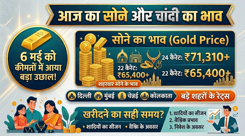 Gold Price Today 6 May 2026: सोने के दाम में भयंकर तेजी! ₹1.52 लाख के पार पहुंचा 24K Gold, चांदी ₹10,000 उछली