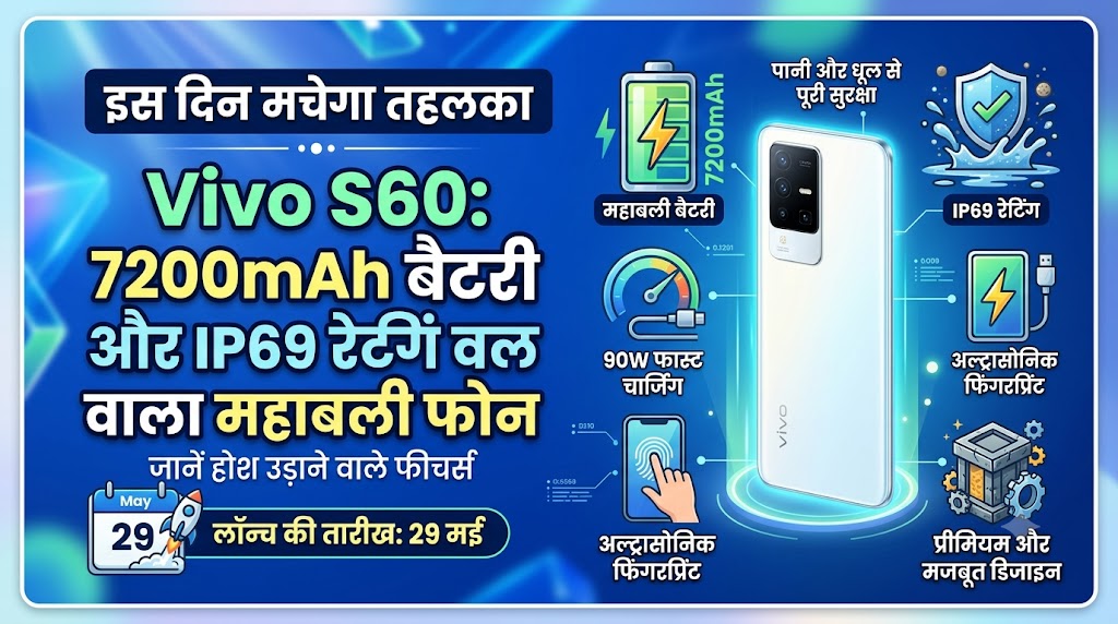 Vivo S60 Launch Date Price: 7200mAh बैटरी और IP69 रेटिंग के साथ इस दिन मचेगा तहलका, देखें होश उड़ाने वाले फीचर्स!
