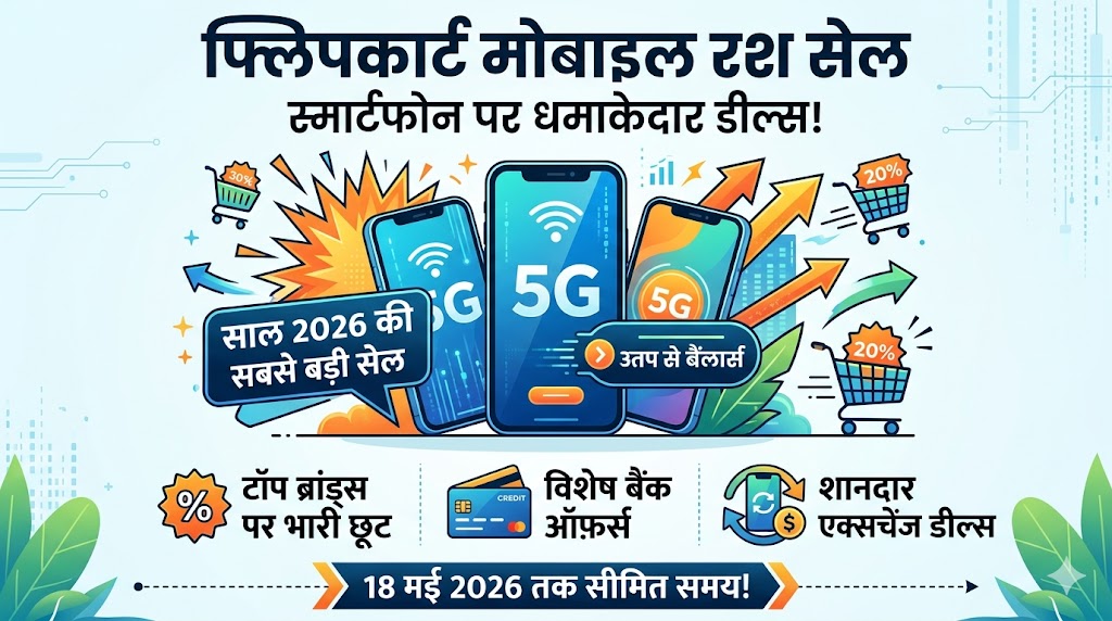 Flipkart Mobile Rush Sale 2026: आज रात खत्म होगी सेल! कौड़ियों के दाम खरीदें Samsung, Realme और Moto के धांसू 5G फोन, तुरंत देखें खुफिया डील्स!