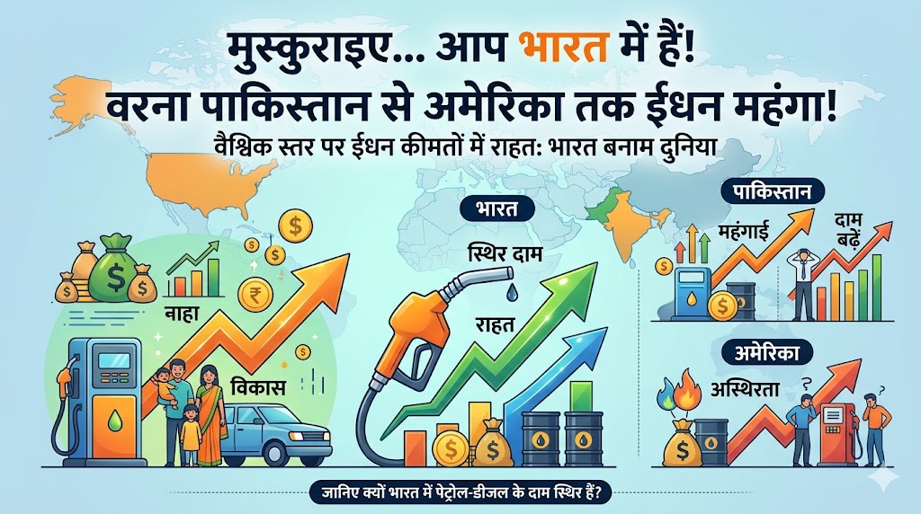 Petrol Diesel Price Today: भारत में पेट्रोल की कीमतों पर बड़ी राहत, पाकिस्तान और अमेरिका के हाल देख रह जाएंगे दंग!
