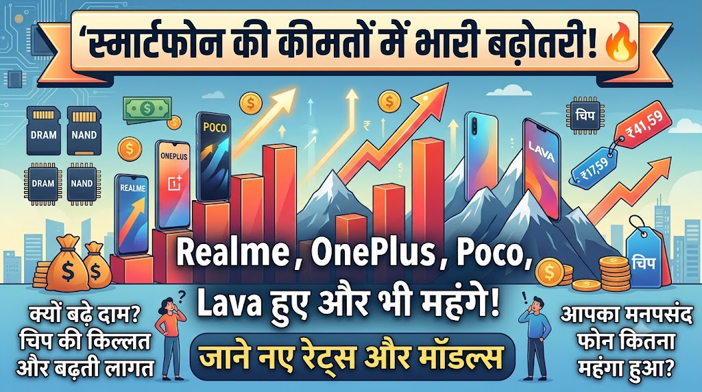 स्मार्टफोन ग्राहकों को लगा तगड़ा झटका: Realme, OnePlus, Poco और Lava के फोन हुए बेहद महंगे, देखें नई कीमतों की पूरी लिस्ट