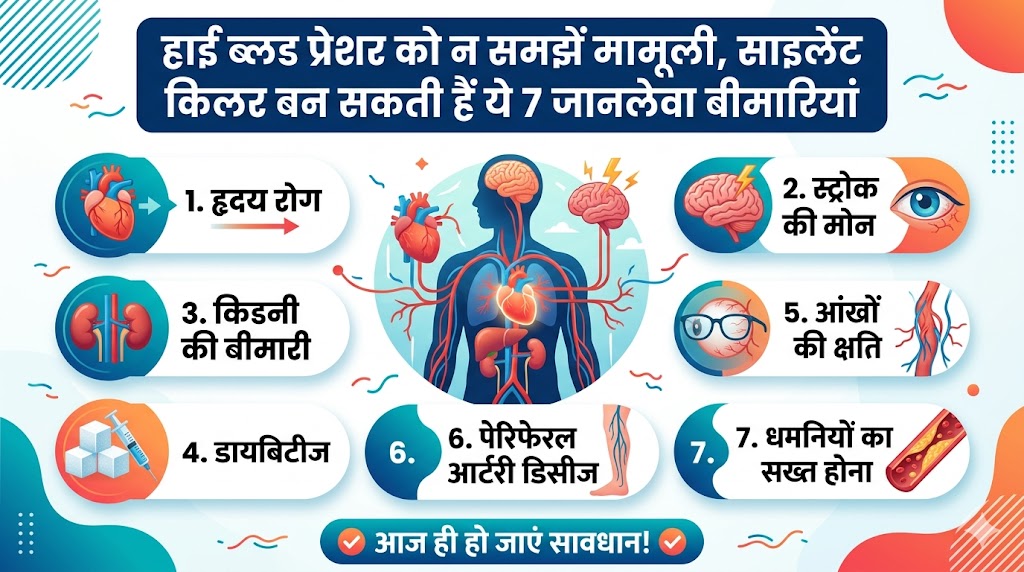 हाई ब्लड प्रेशर के 7 जानलेवा खतरे: क्या आप भी साइलेंट किलर को दे रहे हैं दावत? जानें बचाव के तरीके