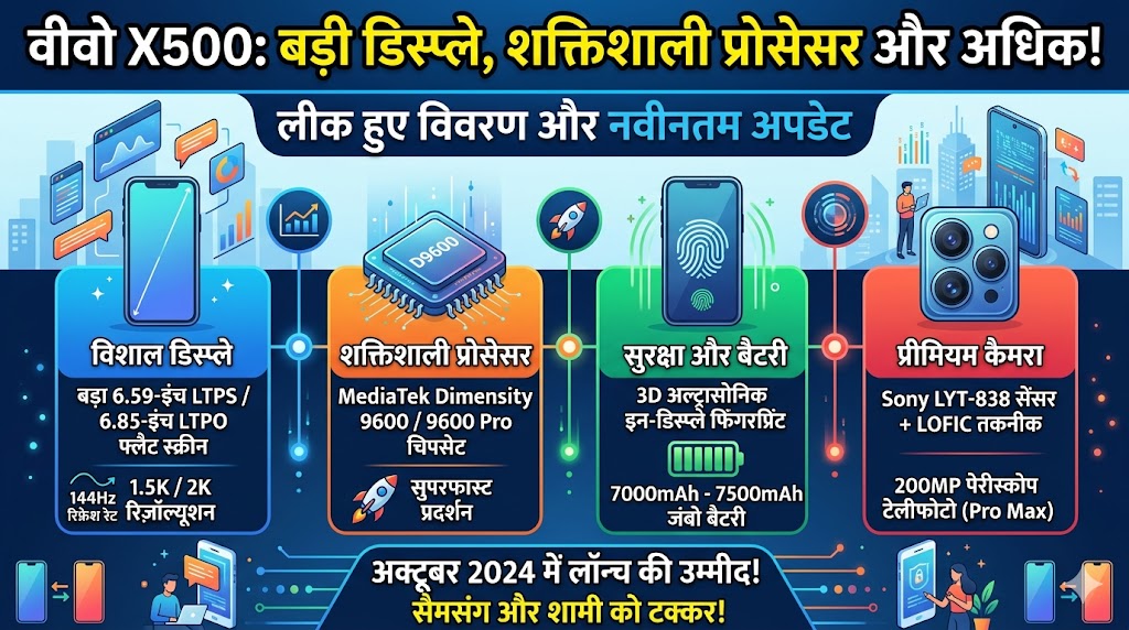 सैमसंग-शाओमी की छुट्टी करने आ गया Vivo X500! 144Hz बड़ी स्क्रीन और खतरनाक MediaTek Dimensity 9600 चिपसेट के साथ मचेगा तहलका