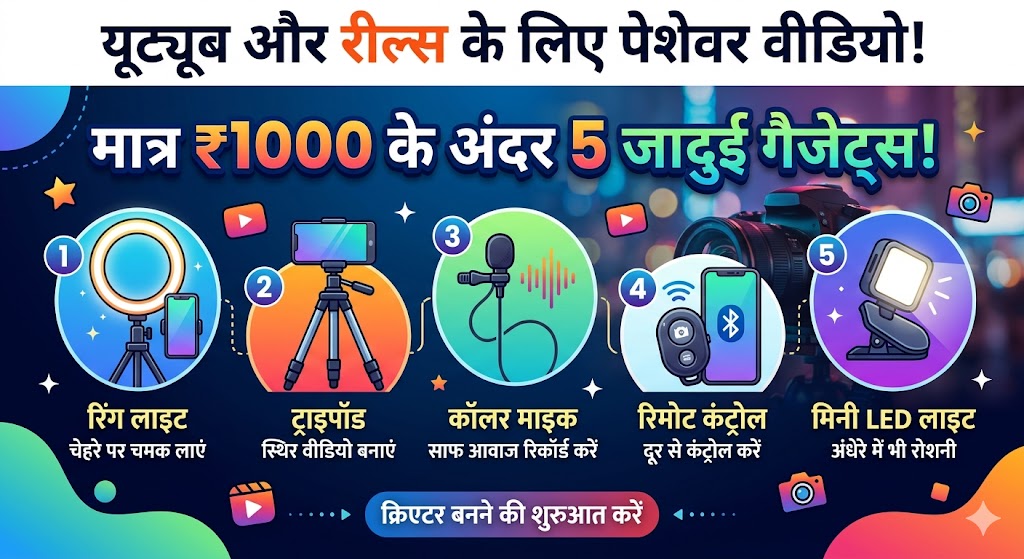 यूट्यूब और रील्स से छापें लाखों: मात्र ₹1000 के अंदर घर लाएं ये 5 जादुई व्लॉगिंग गैजेट्स, रातों-रात वायरल होगी वीडियो क्वालिटी