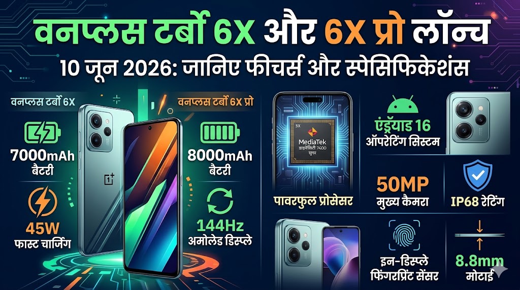 OnePlus का महा-धमाका: 8000mAh बैटरी और 144Hz डिस्प्ले के साथ इस दिन लॉन्च हो रहे हैं OnePlus Turbo 6X और Turbo 6X Pro, उड़ जाएंगे होश!