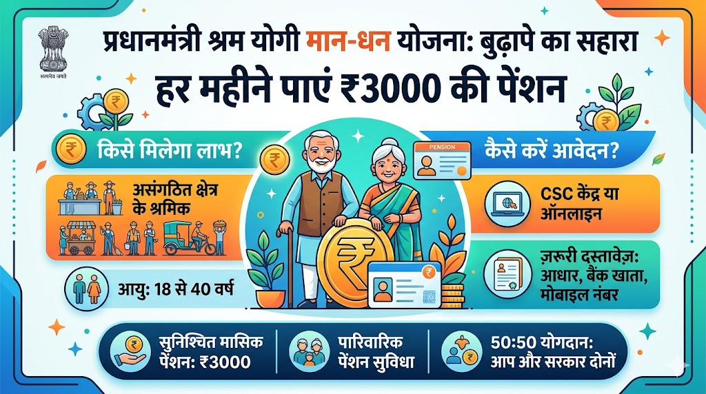 सरकारी पेंशन योजना: हर महीने मिलेंगे 3000 रुपये, बुढ़ापे की टेंशन खत्म, आज ही करें आवेदन