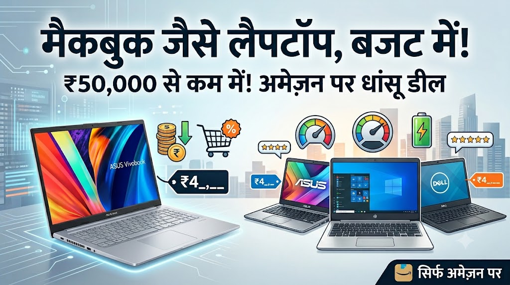 MacBook Alternatives Under 50000: अमेज़न पर मची लूट! मात्र ₹50,000 से कम में खरीदें MacBook जैसे दिखने वाले ये 5 सबसे धांसू लैपटॉप, फीचर्स देखकर उड़ जाएंगे होश