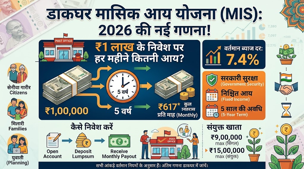पोस्ट ऑफिस की इस सरकारी स्कीम में 1 लाख जमा करके पाएं हर महीने फिक्स गारंटीड इनकम, देखें 2026 की नई कैलकुलेशन शीट