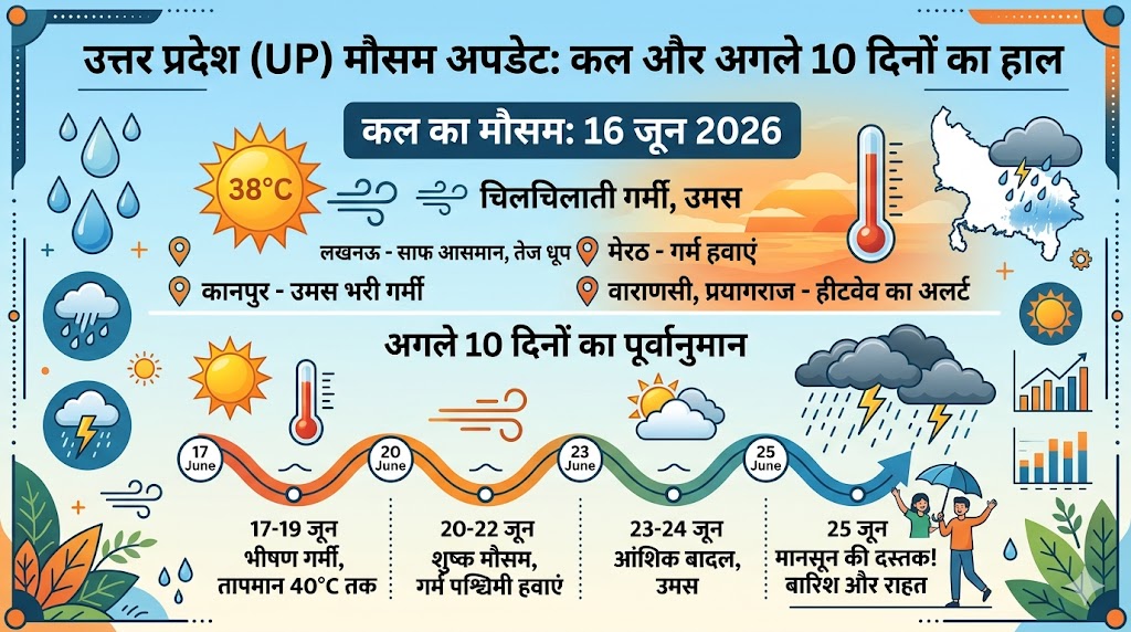 UP Weather Updates: उत्तर प्रदेश में कल का मौसम कैसा रहेगा, गर्मी बढ़ाएगी आफत या मिलेगी राहत? जानें 10 दिनों का सटीक हाल