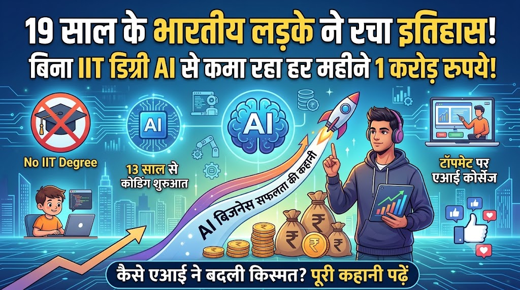 19 साल के भारतीय लड़के ने रच दिया इतिहास: बिना IIT डिग्री AI से कमा रहा हर महीने 1 करोड़ रुपये, सोशल मीडिया पर मची खलबली!
