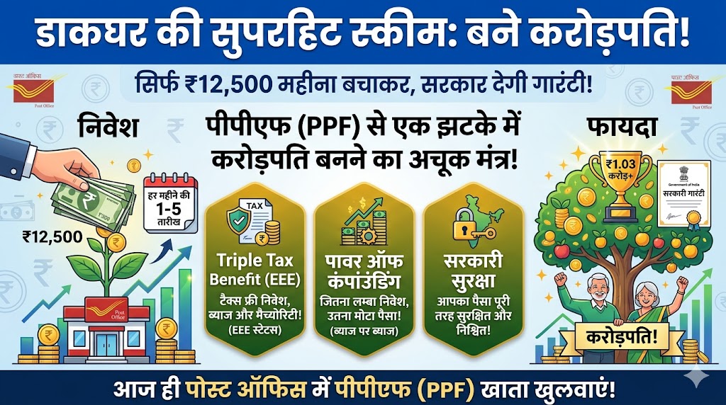 पोस्ट ऑफिस की सुपरहिट स्कीम: सिर्फ 12500 रुपये महीना बचाकर ऐसे बनें करोड़पति, सरकार देगी गारंटी के साथ छप्परफाड़ रिटर्न