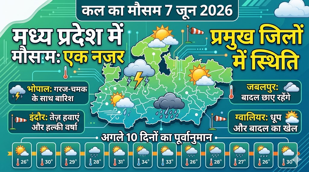 MP Weather Update: मध्य प्रदेश में प्री-मानसून की दस्तक, जानिए कल कैसा रहेगा आपके जिले का हाल