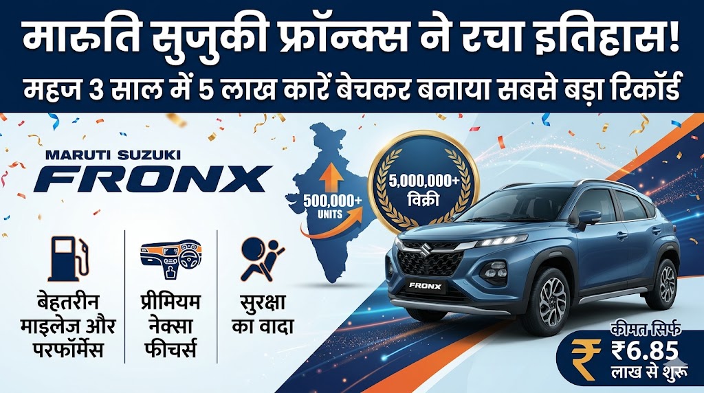 Maruti Fronx Sales Record: मारुति सुजुकी फ्रॉन्क्स ने रचा इतिहास! महज 3 साल में बेची 5 लाख कारें, कीमत सिर्फ 6.85 लाख से शुरू
