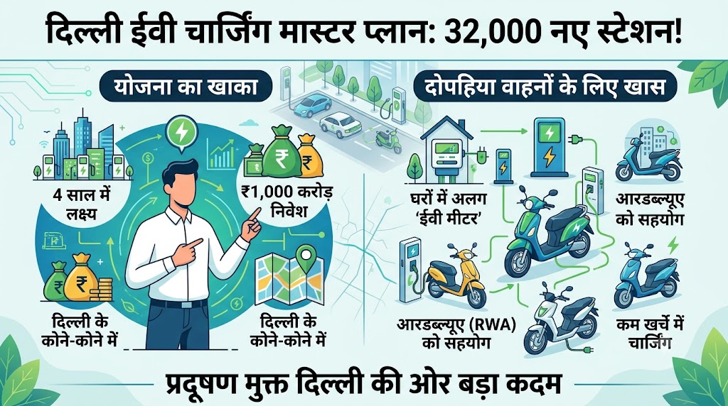 दिल्ली EV पॉलिसी का महा-धमाका: 4 साल में लगेंगे 32,000 नए चार्जिंग स्टेशन, टू-व्हीलर्स के लिए आया धांसू होम मीटर प्लान!