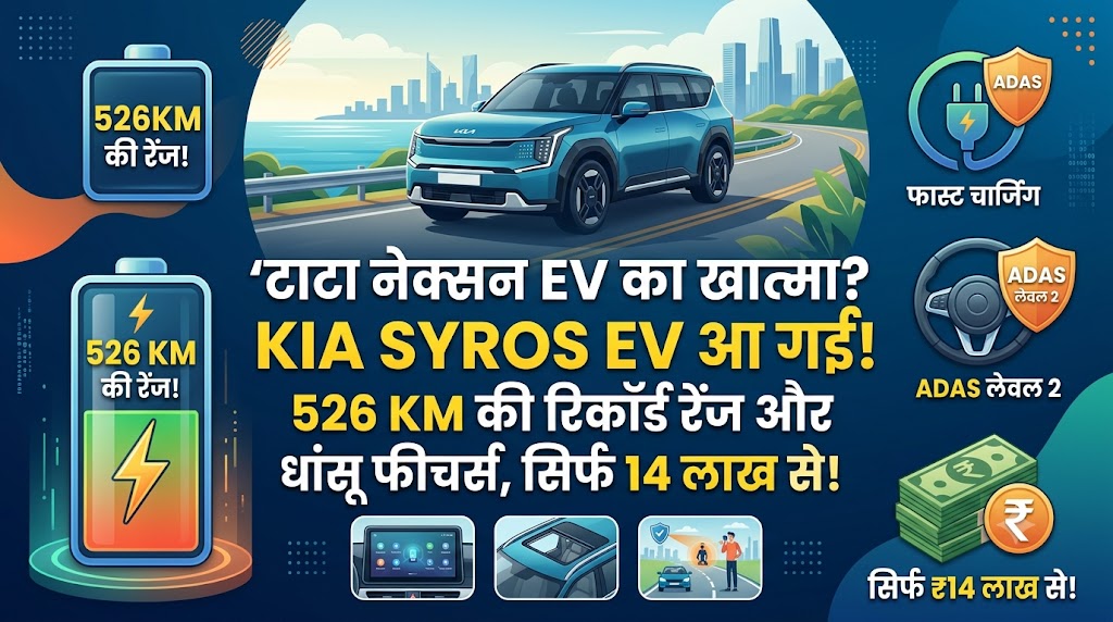 Tata Nexon EV को पछाड़ने आ रही Kia Syros EV! 526 KM की रिकॉर्ड रेंज और धांसू फीचर्स के साथ इस बजट में होगी लॉन्च