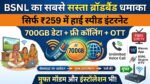 जियो-एयरटेल साफ! BSNL का सबसे सस्ता ब्रॉडबैंड प्लान लॉन्च, सिर्फ ₹259 में 700GB डेटा और वाई-फाई मॉडेम भी मुफ्त