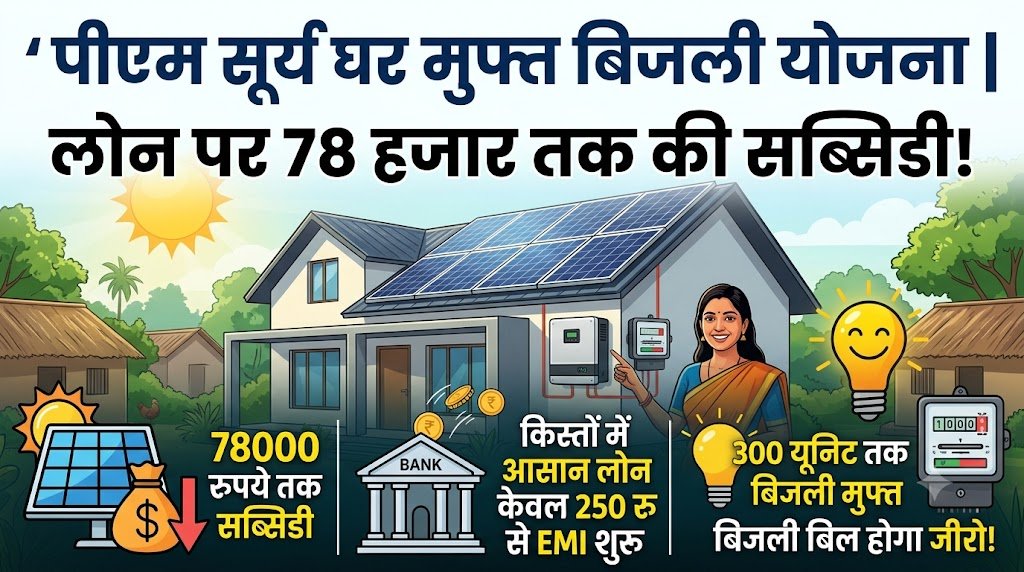 पीएम सूर्य घर योजना: ₹1 लाख लोन पर कितनी बनेगी EMI? जानिए सब्सिडी और आवेदन का पूरा गणित