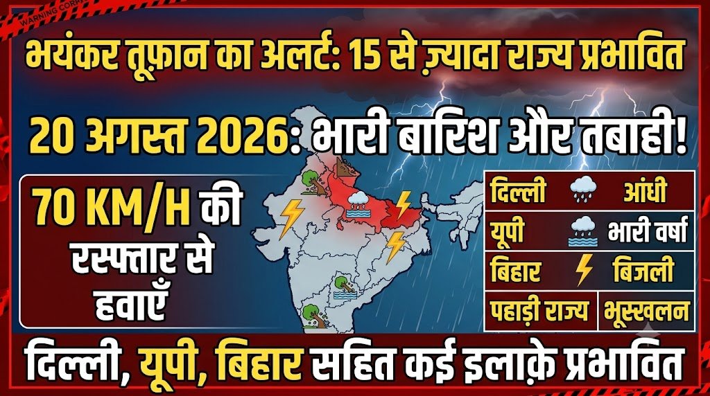Weather Alert Today: अगले 7 घंटे में 15 राज्यों में तबाही मचाएगी बारिश, 70 Km/h की रफ्तार से तूफान!