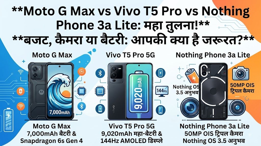 Moto G Max vs Vivo T5 Pro vs Nothing Phone 3a Lite